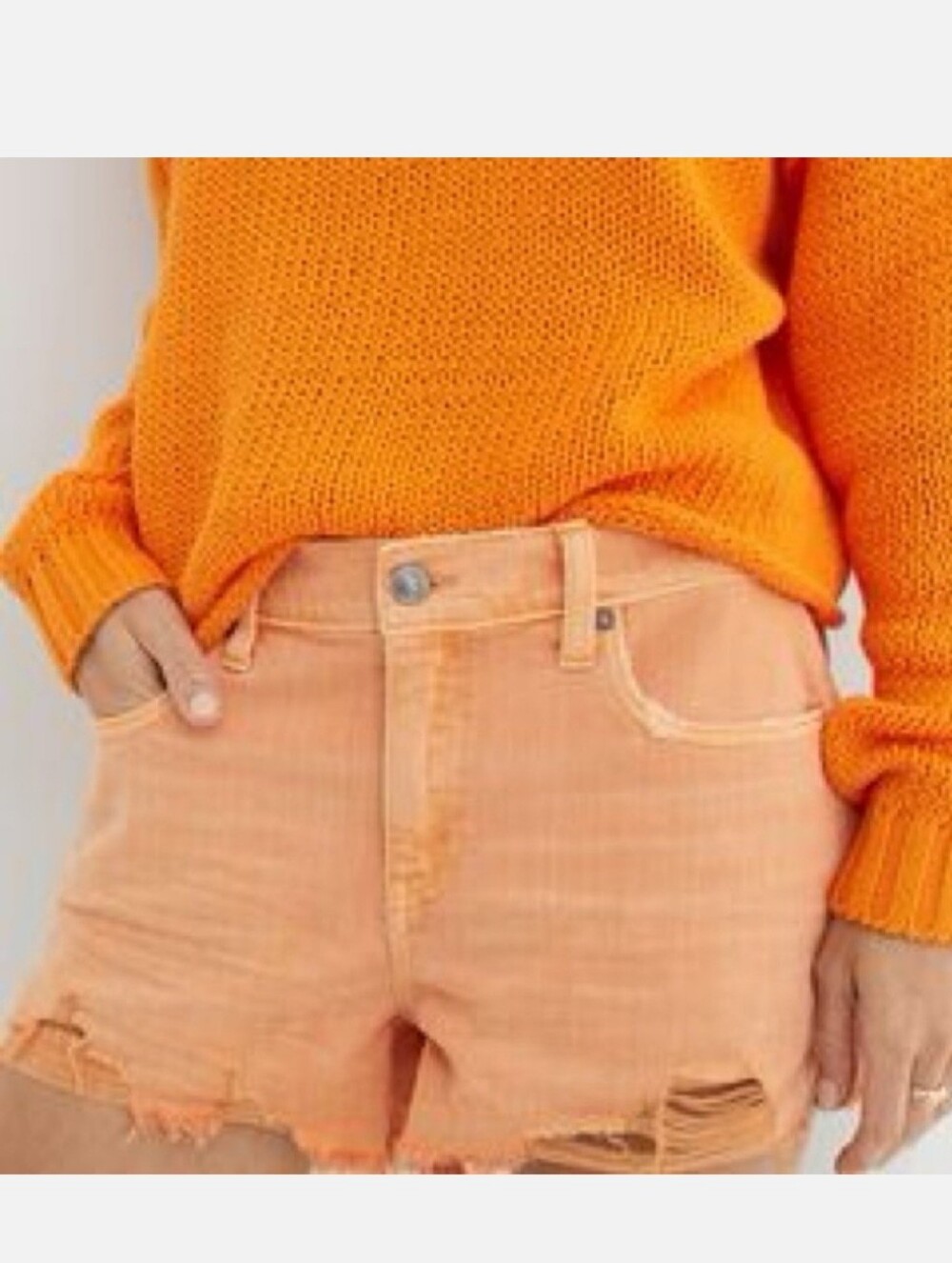 Aerie Daydream Denim Jean Shorts Orange ** Medium ** EUC!!!